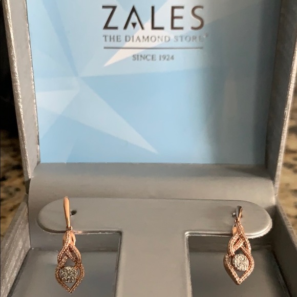 Diamond Teardrop Earrings 10K RoseGold - Picture 8 of 8